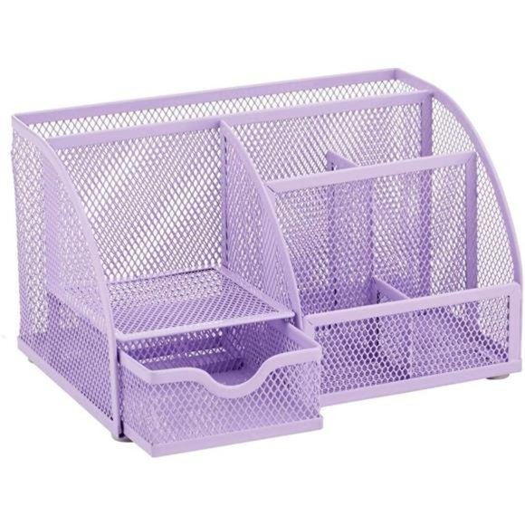 Mesh Desk Organizer Office with 7 Compartments+Drawer/Desk Tidy Candy/Pen Holder - Picture 5 of 6